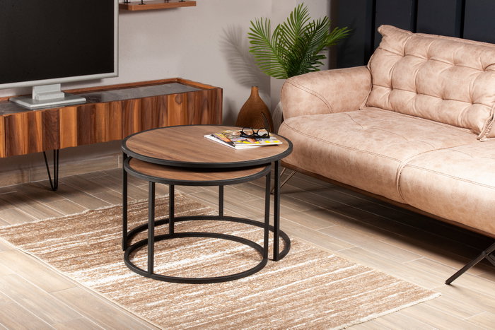 Hanah Home Mesas Nido Tambur - Walnut Hanah Home Mesas Nido Tambur - Walnut